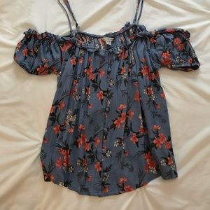 Blue and Pink Flower Shirt